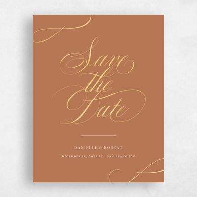 Tuscany, Brown Wedding Save the Date - Clifton Portrait Foil