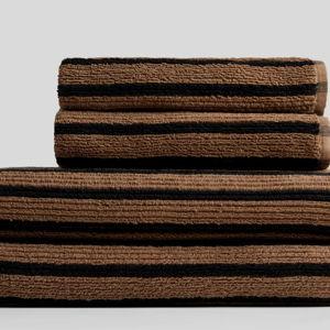 2+2 Organic Resort Stripe Bath Bundle - Camel with Soft Black