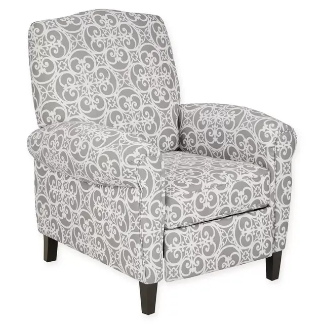 Madison Park Kirby Push-Arm Recliner in Grey