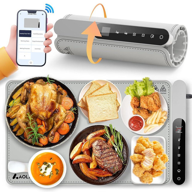 Smart Foldable Electric Food Warmers: Kitchen Gadgets Roll Up Silicone Heating Mat for Food - Portable Warming Tray Party Hosting Essentials Hot Plate Heating Trays for Parties Buffet Serving Food