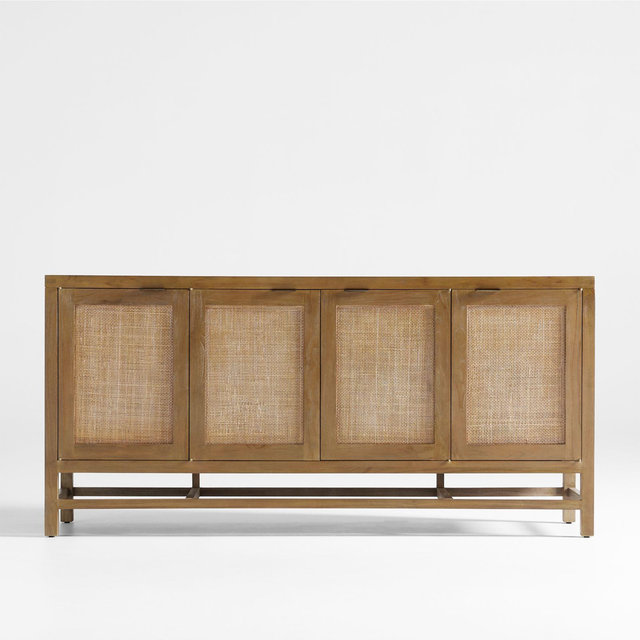 Blake 68" Light Brown Teak and Rattan Storage Media Console