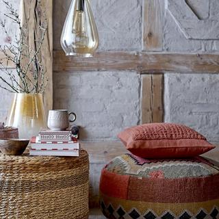 Handwoven Cotton Kilim Pouf