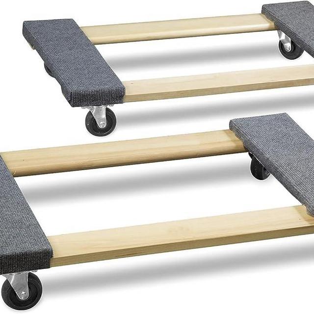 SIMPLI-MAGIC 79545 30 in. x 18 in. Hardwood Furniture Moving Wooden Dolly Swivel Casters Mover Dollies 2,000 lbs. Capacity, Two Pack