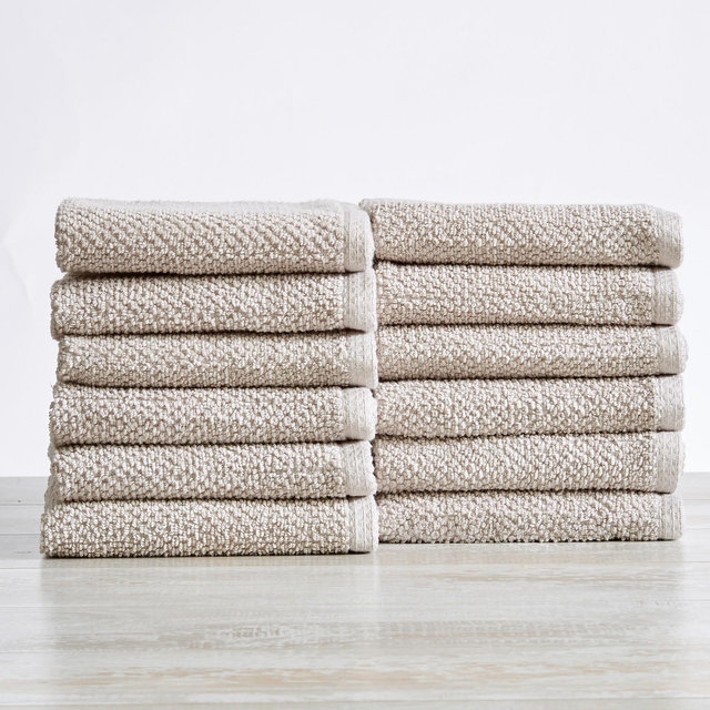 100% Cotton Quick Dry Popcorn Textured Bath Towel Set , Silver Cloud) - Great Bay Home