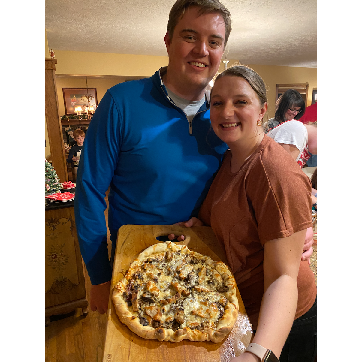 First Olson Pizza Party as an engaged couple