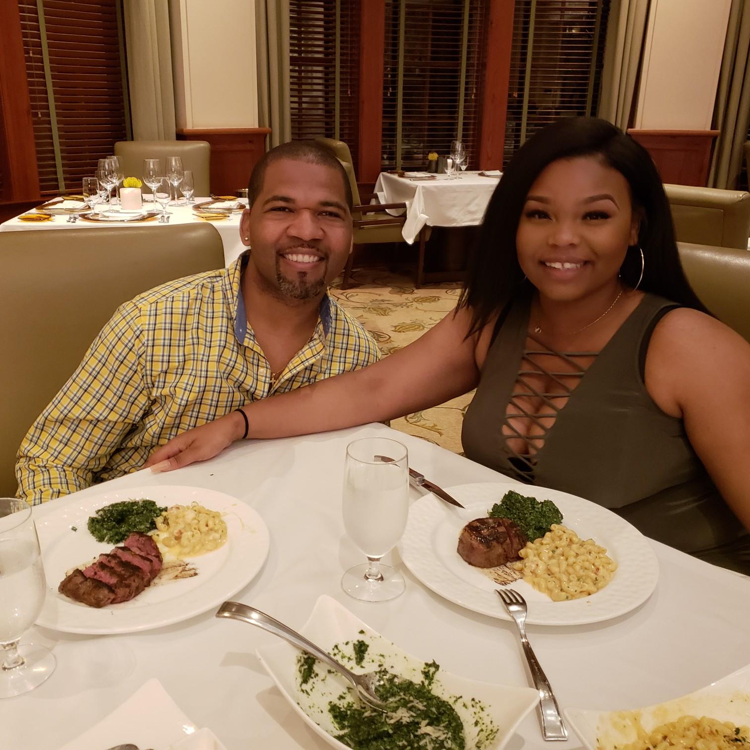 Celebrating our 4 year anniversary at the Ritz Carlton's Linger Longer Steakhouse 🍾