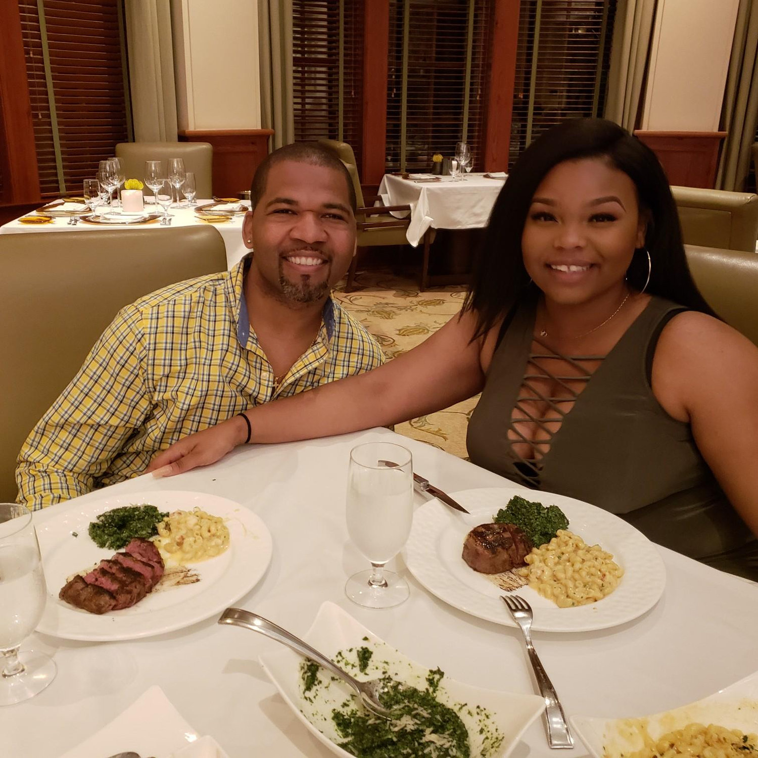 Celebrating our 4 year anniversary at the Ritz Carlton's Linger Longer Steakhouse 🍾