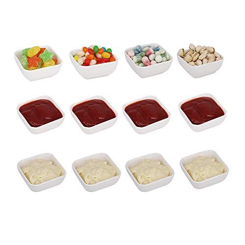 BPFY 12 Pack 3 oz Ceramic Dip Bowls, Kitchen Dining Entertaining Dipping Sauce Bowls, White Condiments Serving Dishes for Soy, Vinegar, Ketchup, BBQ Sauce