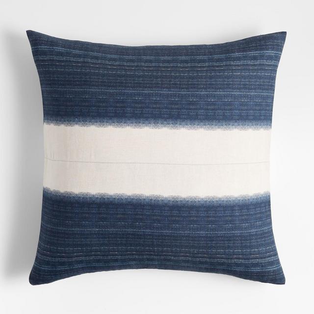 Littoral 23" Two-Tone Navy Pillow with Feather-Down Insert
