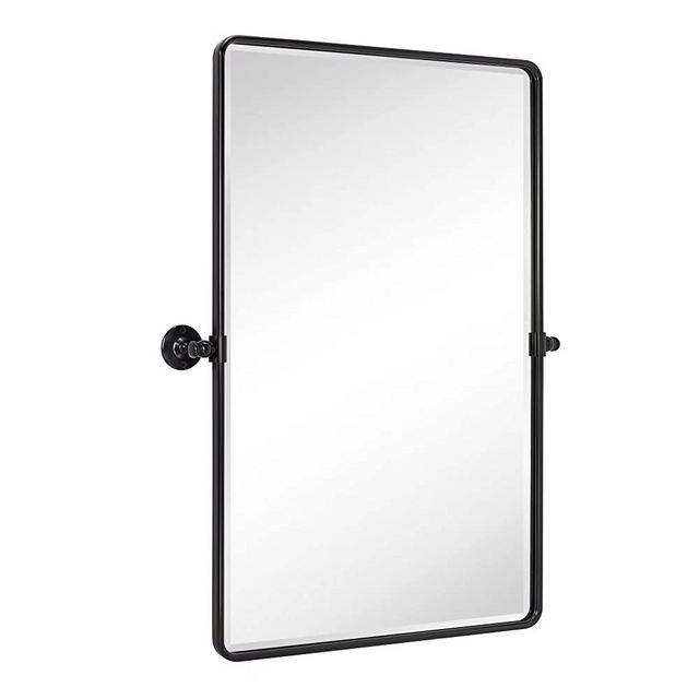 TEHOME Pivot Oil Rubbed Bronze Rectangle Bathroom Mirror Beveled Tilting Rectangular Bathroom Vanity Mirrors for Wall Vertical Wall Mounted Pivoting Mirrors, 25x35''