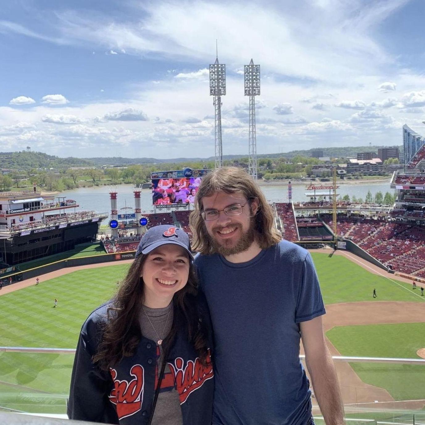 Supporting the Guardians in Cincinnati—the city we called home at the time. Thanks to our best man, Matt, for taking this photo.
