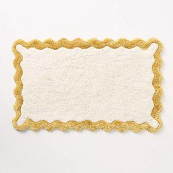 Maeve by Anthropologie Scalloped Cotton Bath Mat - Yellow