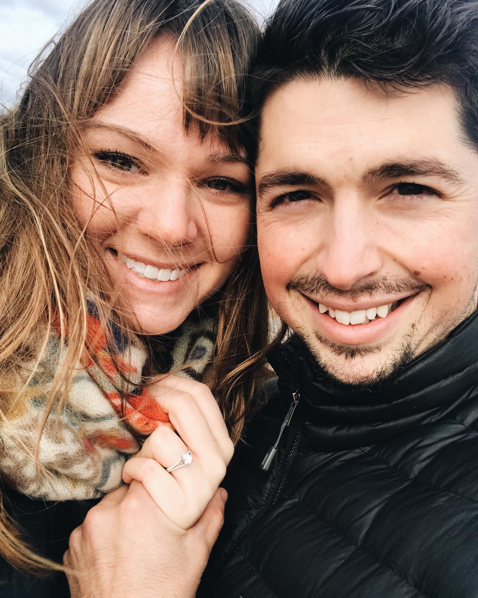 The day after our engagement. A windy day at Maranatha on Lake Michigan!