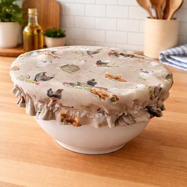 Chicken Decor Sourdough Bowl Cover: Reusable Cotton Bread Proofing