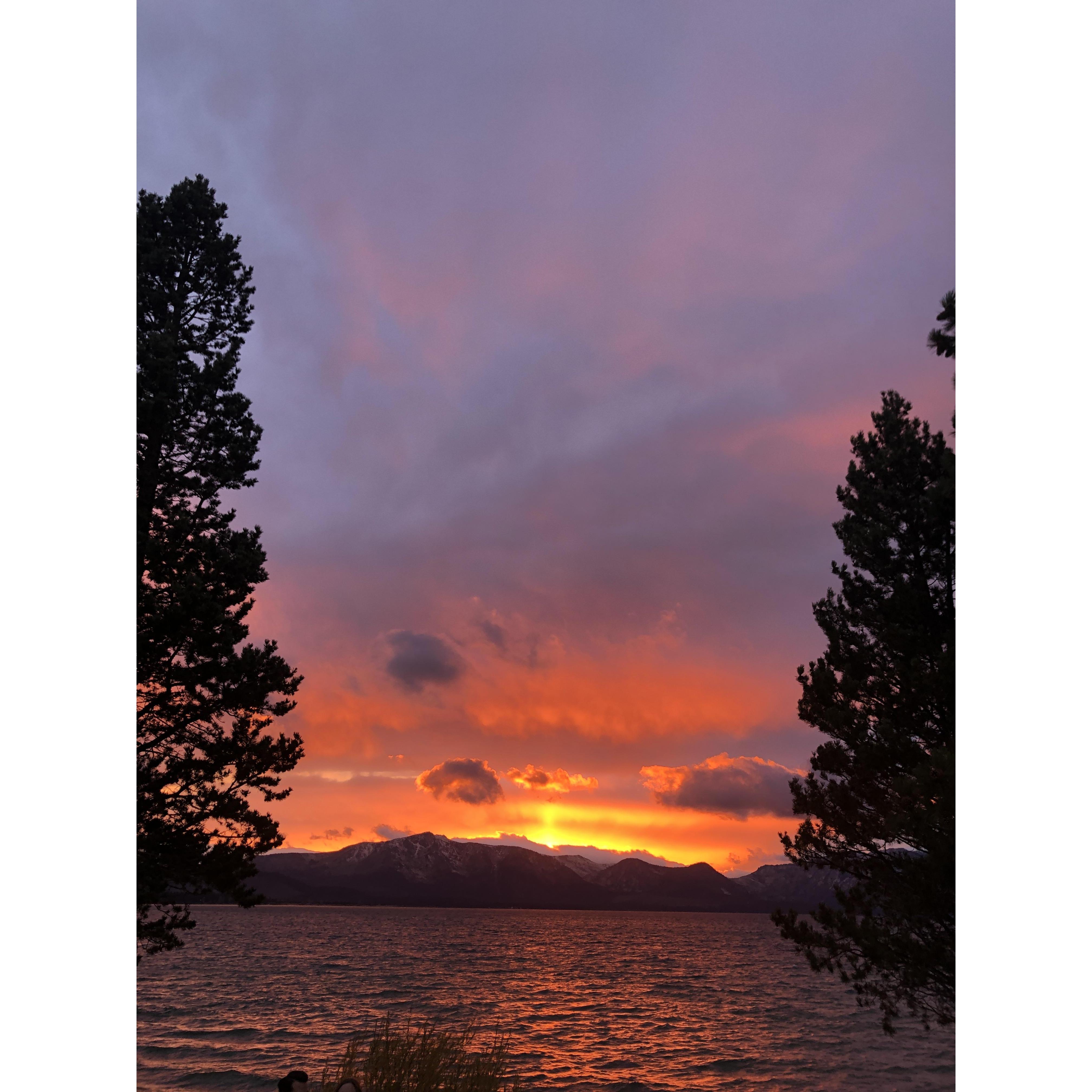 The Tahoe sunset the night we got engaged!