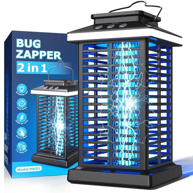 Bug Zapper Outdoor, Mosquito Zapper 2 in 1 Portable & Rechargeable Bug Zapper Outdoor with 4000mAh Battery & LED Night Light, 4000V Electric Fly Zapper for Outside,Patio,Backyard,Garden Father