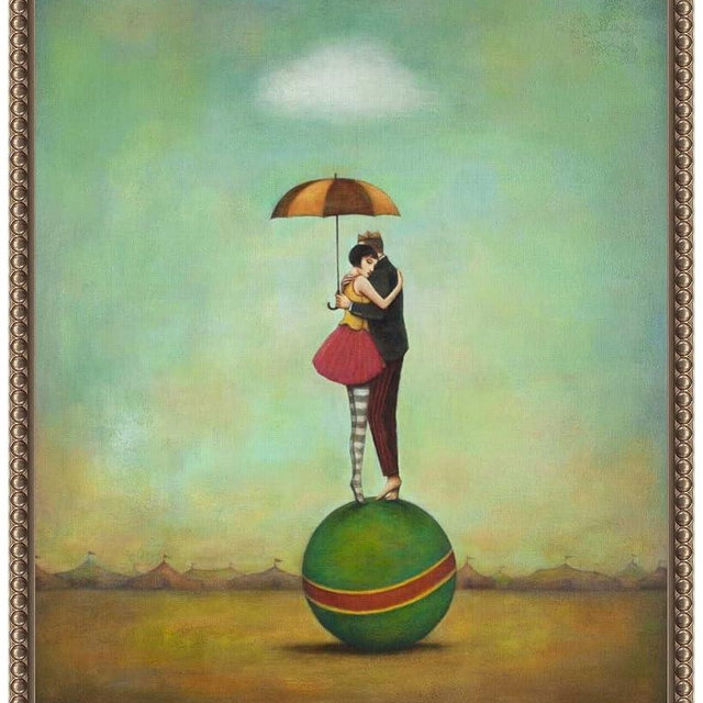 Amanti Art Framed Canvas Wall Art 20x16 Circus Romance by Duy Huynh, Framed Wall Art Canvas, Entertainment Artwork, Traditional Decor, Small Poster Painting for Living Room, Bedroom, Bathroom,