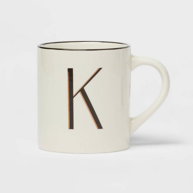 16oz Stoneware Monogram K Mug Ivory - Threshold™