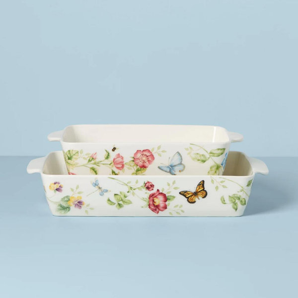 Lenox Butterfly Meadow Rectangular Baker 2-Piece Set, 9.70, Multi