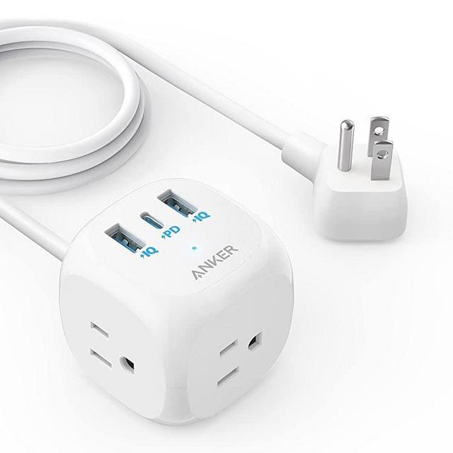 Anker 20W USB C Power Strip, 321 Power Strip with 3 Outlets and USB C Charging for iPhone 14/13 Series, 10 ft Extension Cord, Power Delivery,for Dorm Rooms,Home,Office,Cruise Ship Travel, TUV Listed