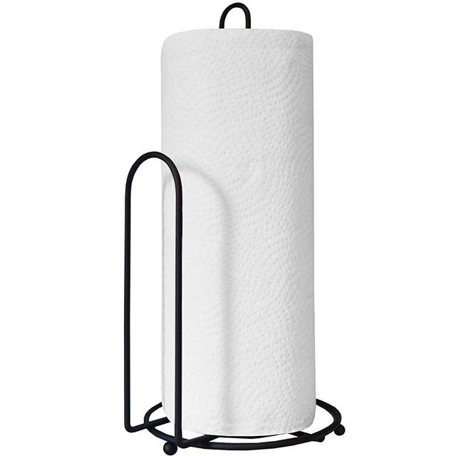 Blue Donuts Paper Towel Holder Countertop - Easy One-Handed Tear Paper Towel Holder, Farmhouse Paper Towel Holder, Black Paper Towel Dispenser Countertop