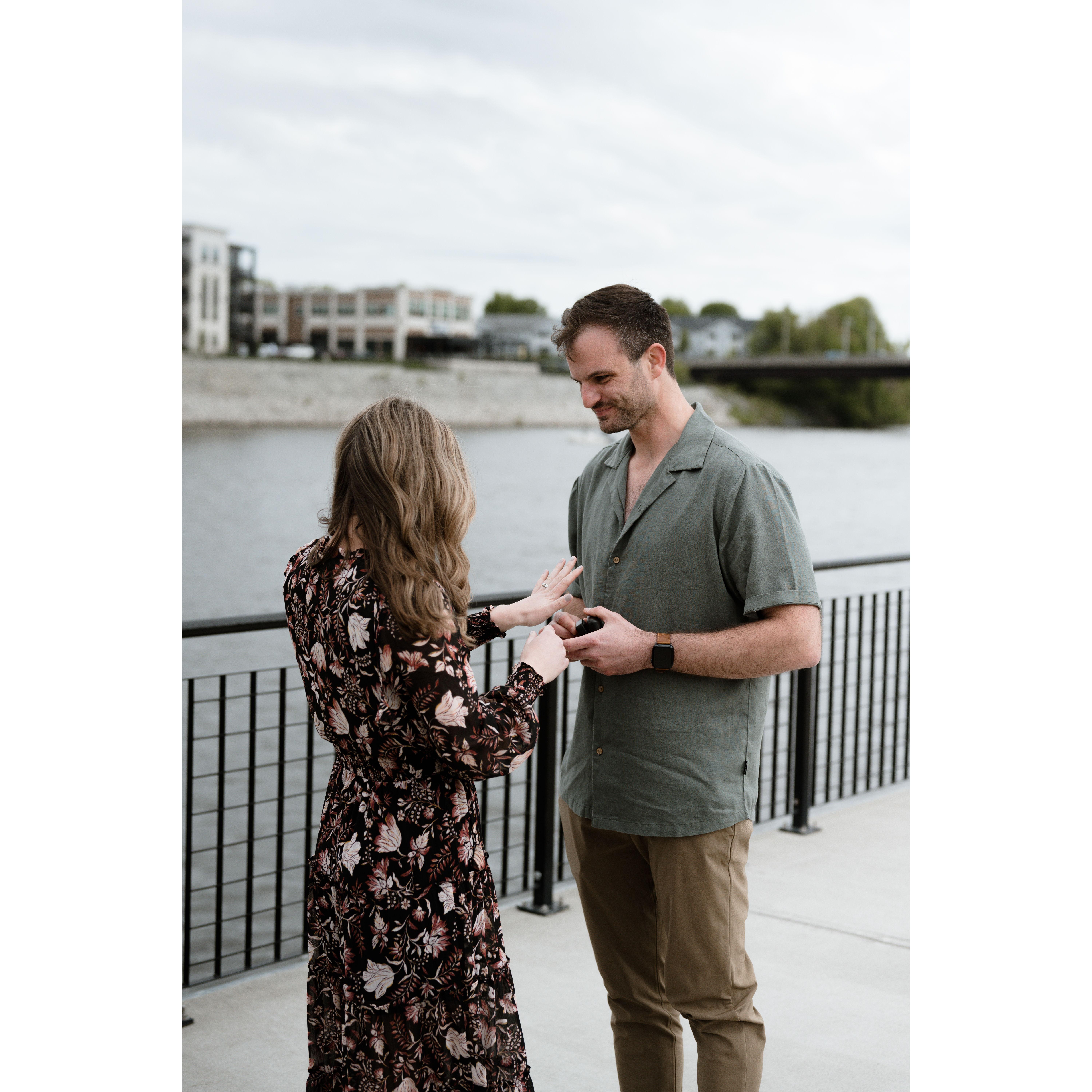 And with that they were engaged! Sealed with the diamond graciously offered by Alyx’s
Grandma, and hand crafted into a unique ring by a jeweler in Hudson that they both love.