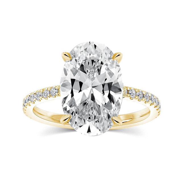 Effinny 3.5ct Elongated Oval Cut Engagement Ring,No Tarnish Yellow Gold Plated 925 Sterling Silver Simulated Diamond Promise Ring