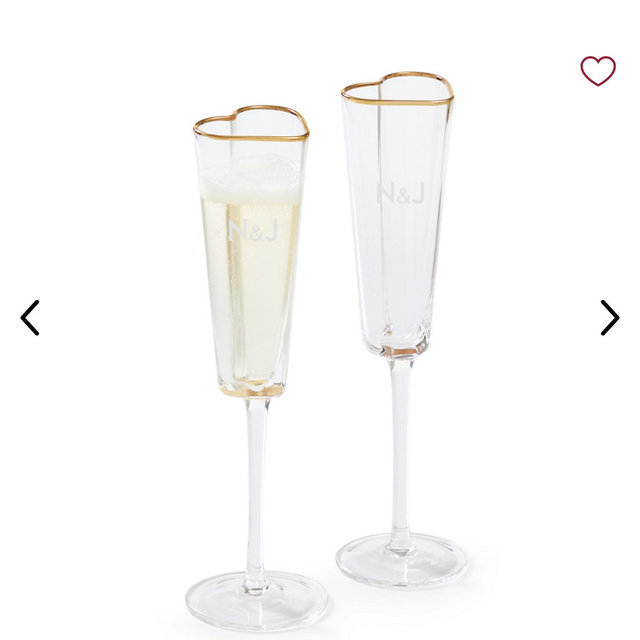 Heart Champagne Glasses, Set of 2