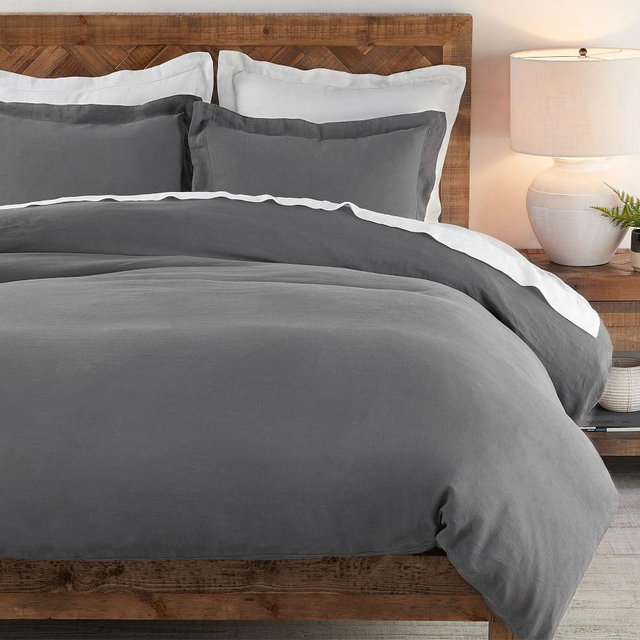Belgian Flax Linen Duvet Cover, Full/Queen, Charcoal