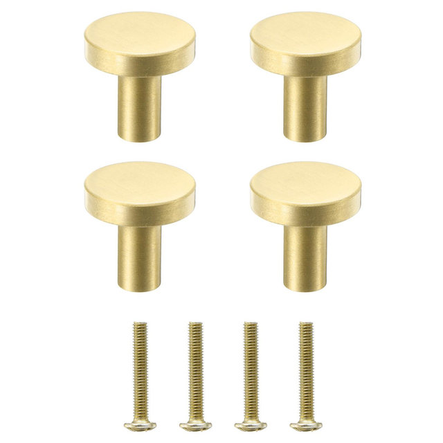 Unique Bargains Brass Rustproof Corrosion Resistant Stylish Brushed Gold Cabinet Knobs 4 Pcs