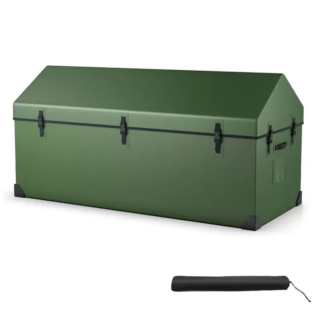 Tangkula Waterproof Outdoor Storage Box 174 Gallon Outdoor Tarpaulin Deck Box with Ventilated Window Corner Protector