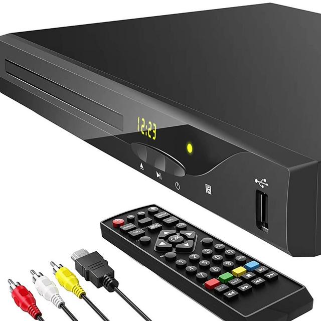 Blu Ray DVD Player, Geoyeao 1080P Home Theater Disc System, Play All DVDs and Region A 1 Blu-rays, Support Max 128G USB Flash Drive + HDMI / AV / Coaxial Output + Built-in PAL/NTSC with HDMI /AV Cable