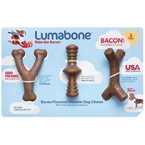 Lumabone Medium 3-Pack Durable Dog Chew Toys, Made in USA