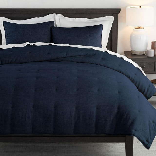Belgian Flax Linen Comforter, King/Cal King, Midnight