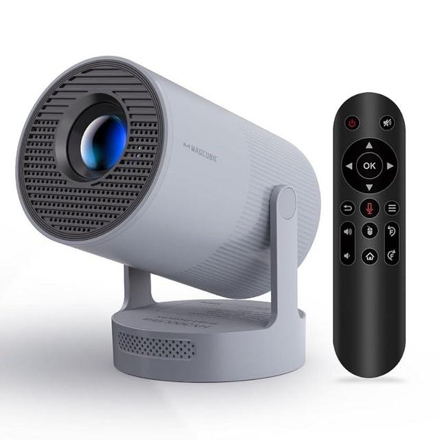 【Electric Focus】Magcubic Mini Projector 4K Support, Smart Projector with WiFi 6 and Bluetooth 5.4, 5W Soundbase Speaker, 180° Rotation, Portable Proyector for Home Theater HY300 Ultra (Grey)