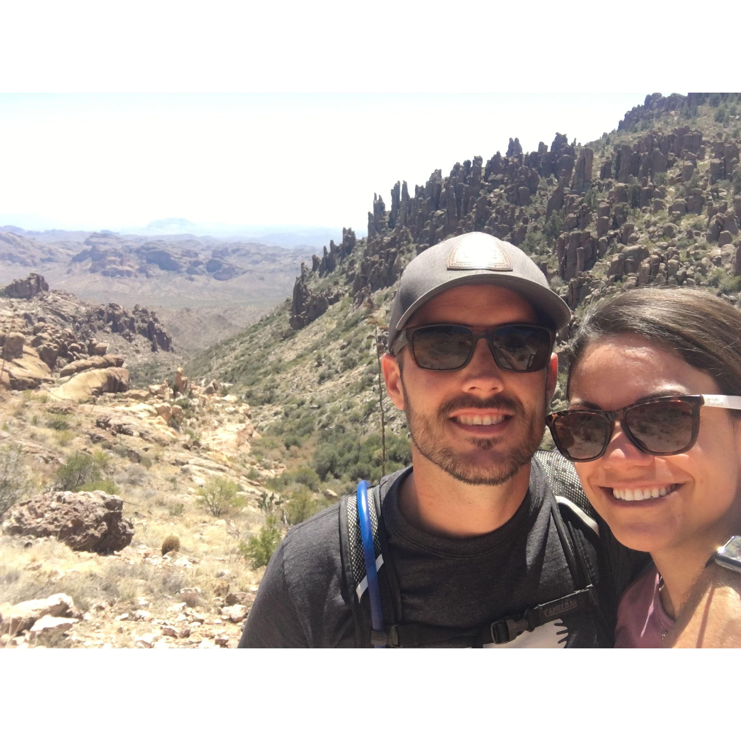 On our very first date hiking in the Superstition Mountains (April 2018).