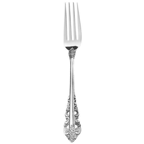 Walco 68051 Classic Baroque 8 1/8" 18/10 Stainless Steel Extra Heavy Weight European Table Fork - 12/Case
