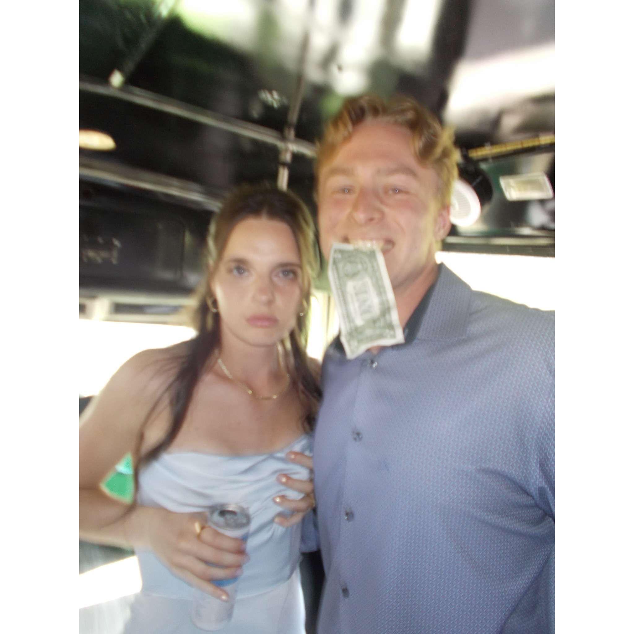 Celebrating Caroline's sister's marriage on the party bus immediately after! We were all so excited for Hadley and Kyler <3