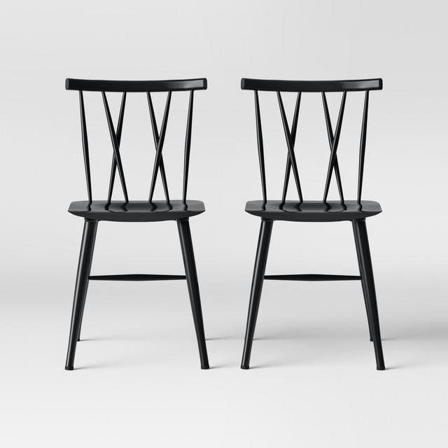 Set of 2 Becket Metal X Back Dining Chair Black - Project 62™