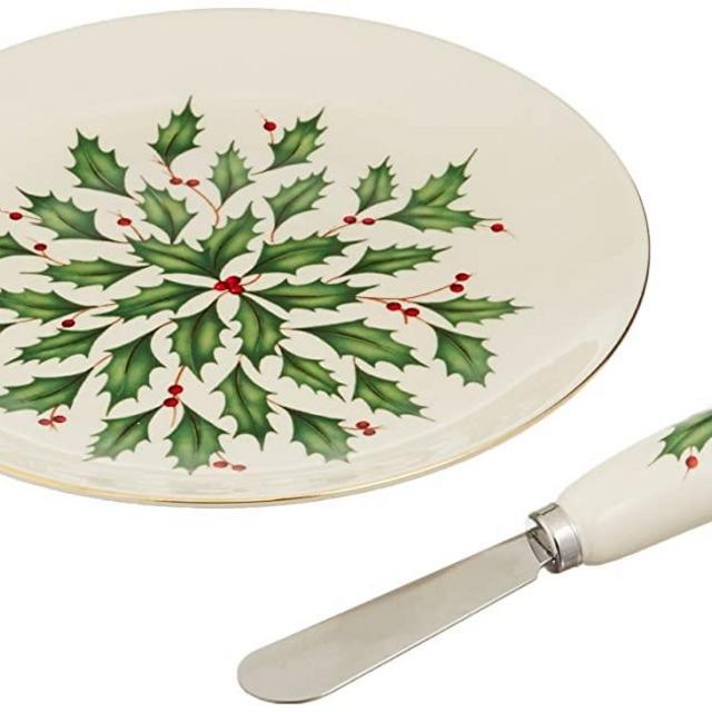 Lenox Holiday Cheese Plate and Knife Set