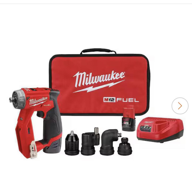 Milwaukee M12 FUEL 12V Lithium-Ion Brushless Cordless 4-in-1 Installation 3/8 in. Drill Driver Kit with 4-Tool Heads 2505-22