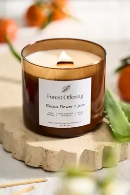 Forest Offering Candle, Cactus Flower + Jade
