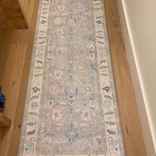 Modern Oushak Runner Rug, Vintage Turkish Pastel Oriental Antique Inspired Runners, Washable Rugs Luxury Hallway Bedroom Bathroom Kitchen Entryway 2'5 x 6'9