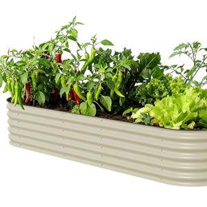 Vego garden Raised Garden Bed Kit, 17" Tall 10 in 1 Modular Metal Planter Box for Vegetables, Flowers, Herbs, Pearl White