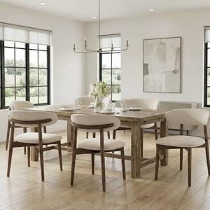 Dining Room Chairs Set of 6, Upholstered Farmhouse Dining Chairs, Modern Fabric Kitchen Chairs with Solid Wood Leg,Beige