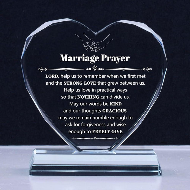 Wedding Gifts for Couples 2024, Wedding Gifts Marriage Prayer Plaque, Unique K9 Crystal with Inspiring Quotes, Anniversary Wedding Gifts for Couples, Newlywed Mr and Mrs Gifts.