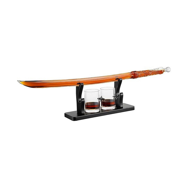 The Wine Savant Samurai Sword Large Whiskey and Wine Decanter Set