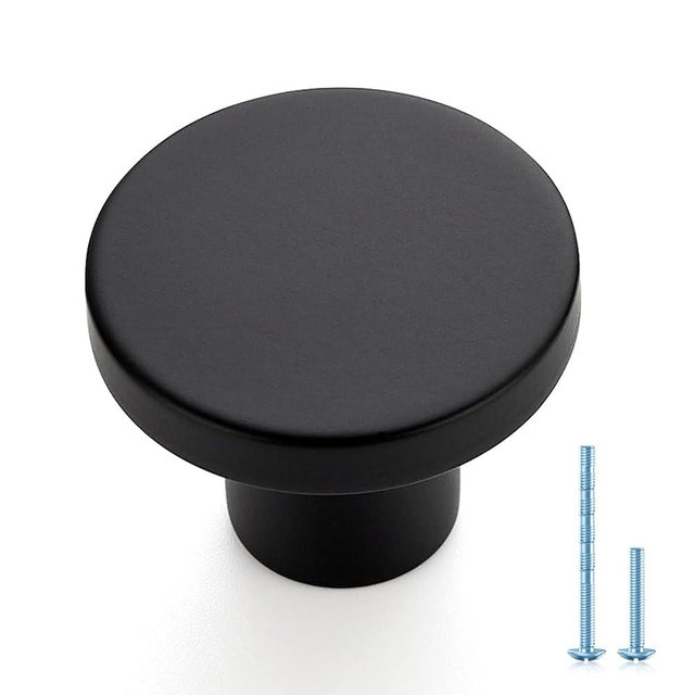 Ravinte 20 Pack Cabinet Knobs Black Kitchen Cabinet Knobs Round Dresser Drawer Knobs Matte Black Drawer Pulls Closet Door Knobs 1-1/5 Inch