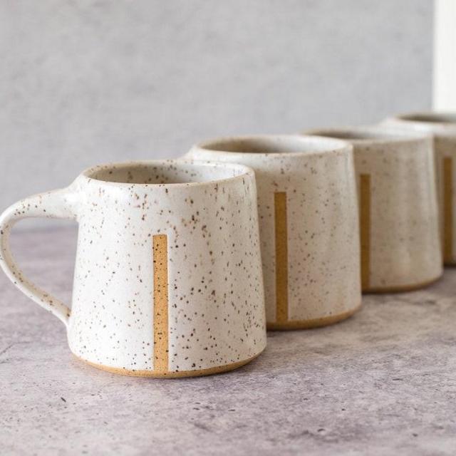 Speckled White Ceramic Mug - Set of 4