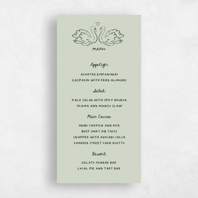 Deep Forest, Green Wedding Menu - Somero